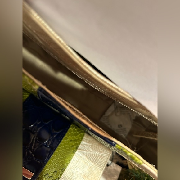 NWT 2-PIECE Brahmin Kyrie Multi Antiguo Green and Navy Leather Purse Wallet Set - Picture 6 of 6